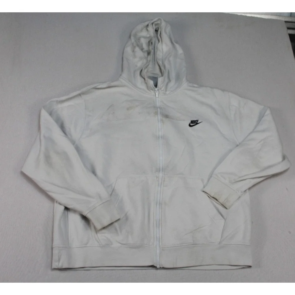 Nike Women White Sweater Hoodie Full Zip Long Sleeve Casual Size XXL